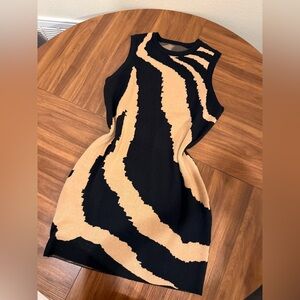 Black and Tan Mini Dress